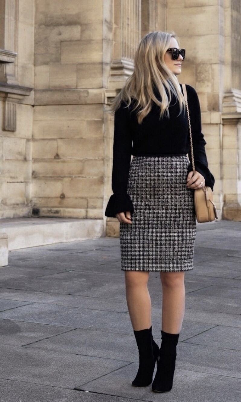 NWT Talbots Petites Black/White Textured Pencil Skirt Lined Career Office 10P